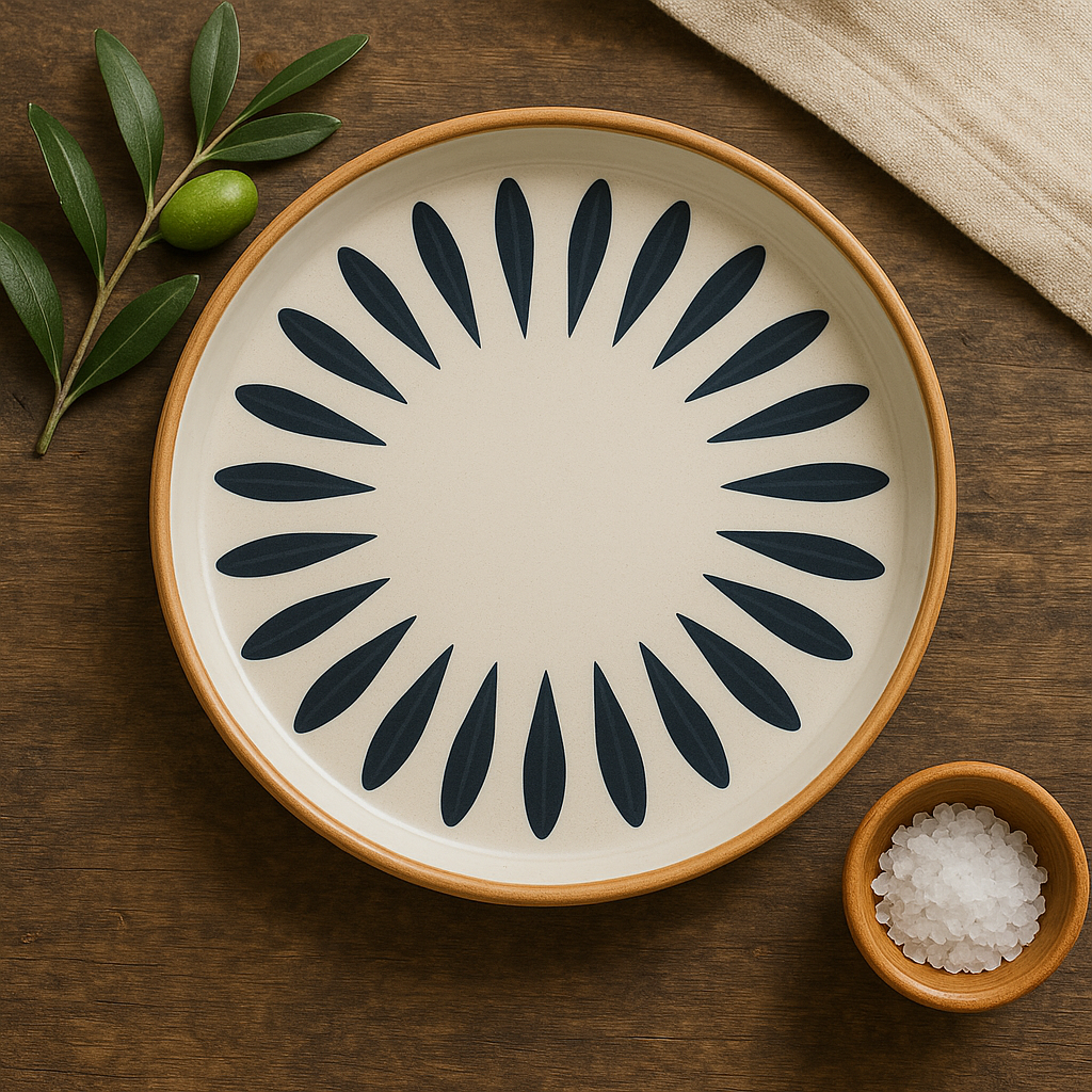 Black flower Ceramic Plate