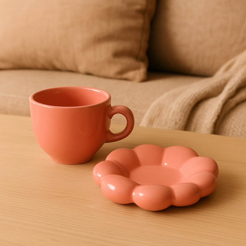 Ceramic Mug with Puffy Saucer
