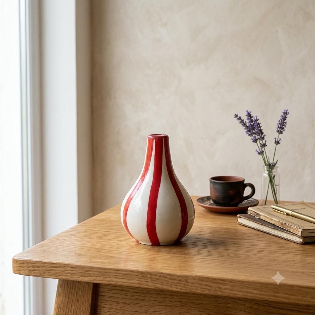 Azure Stripe Ceramic Vase