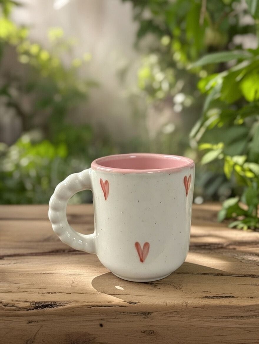 Pink Heart Ceramic Mug