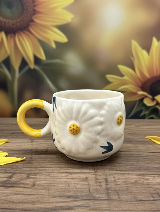 Ceramic Mug with Sunflower Design