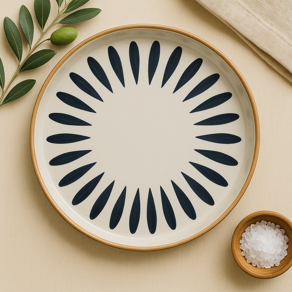 Black flower Ceramic Plate