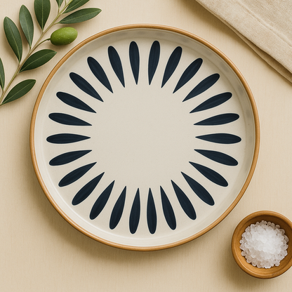 Black flower Ceramic Plate