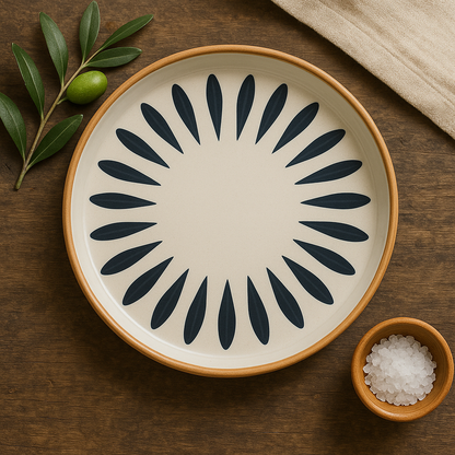 Black flower Ceramic Plate