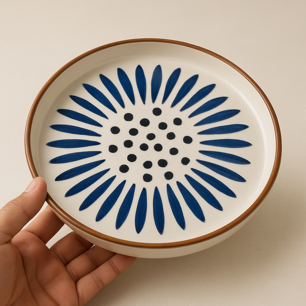 Ceramic Plate | Brown border