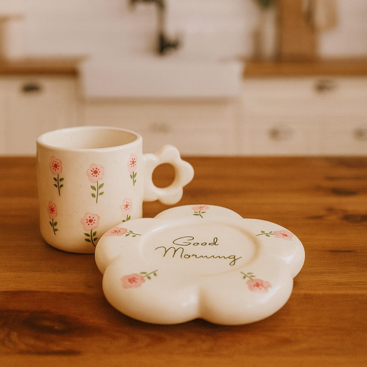 Good Morning Ceramic Mug & Saucer Set