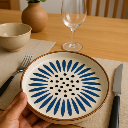 Ceramic Plate | Brown border