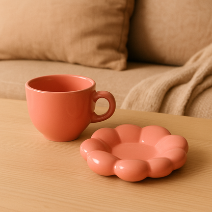 Ceramic Mug with Puffy Saucer