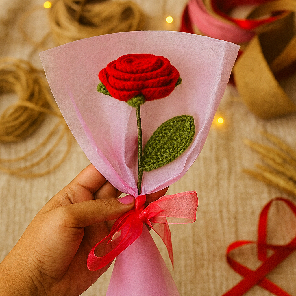 Handmade Crochet Rose Bouquet