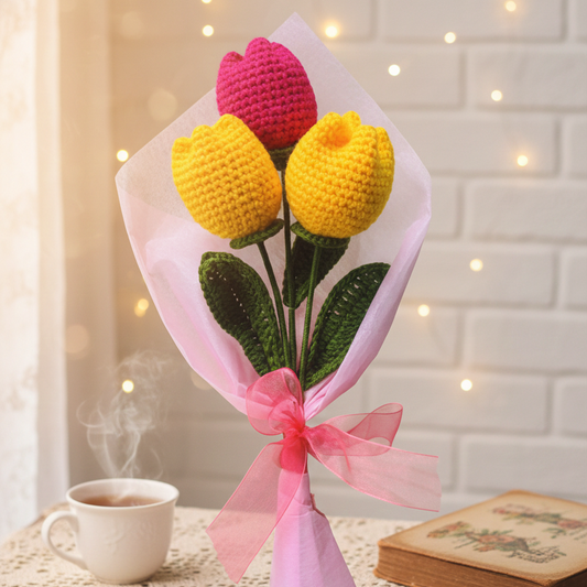 Crochet Tulip Bouquet | 3 Flower bouquet