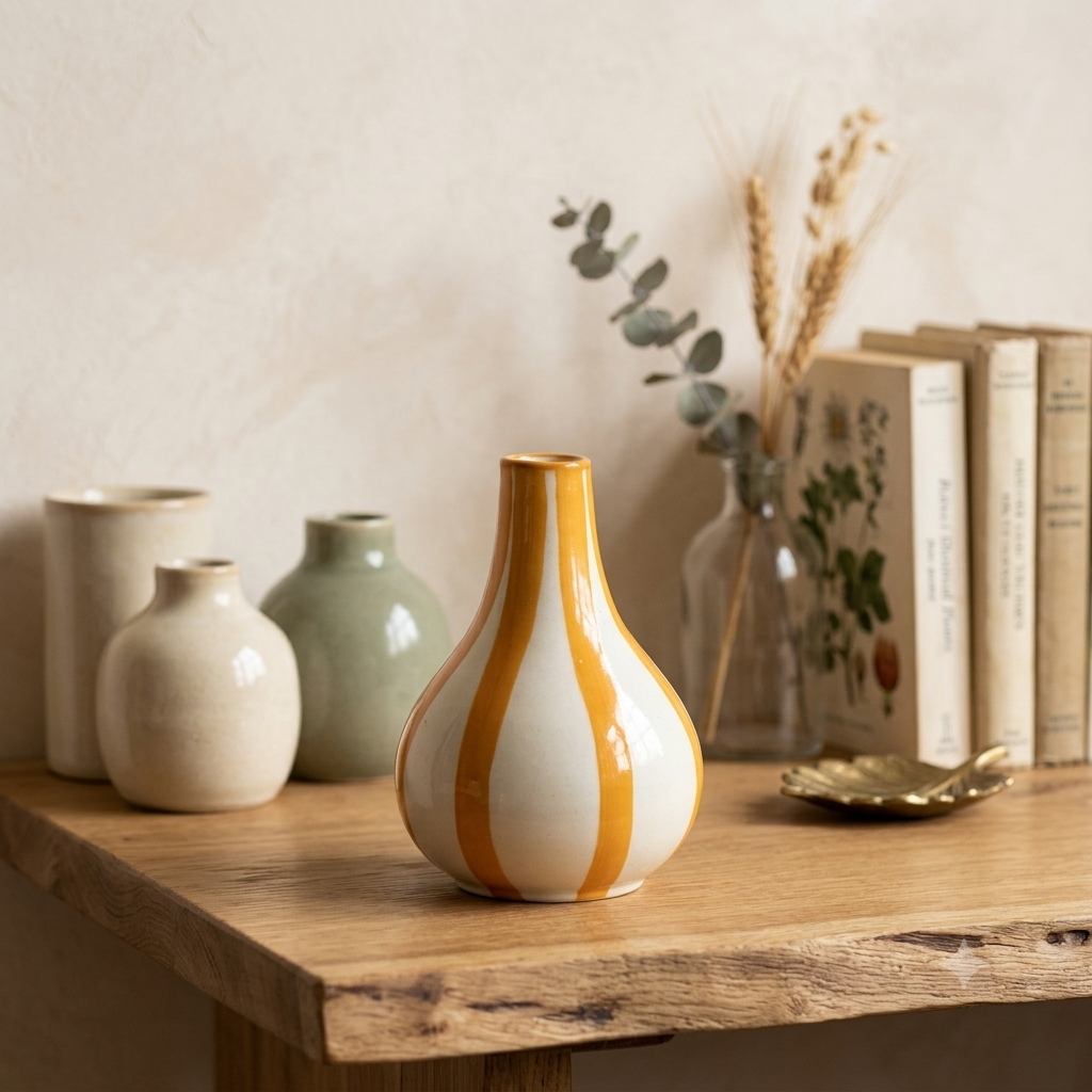 Azure Stripe Ceramic Vase