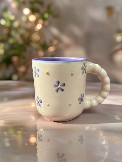 Ceramic Mug with Blue Flowers