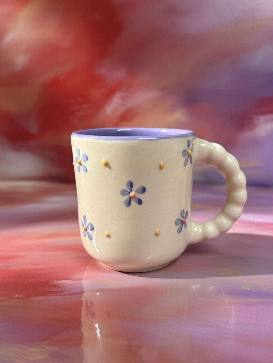 Ceramic Mug with Blue Flowers