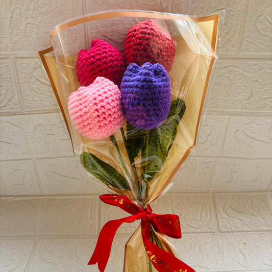 Handmade Tulip Crochet Bouquet