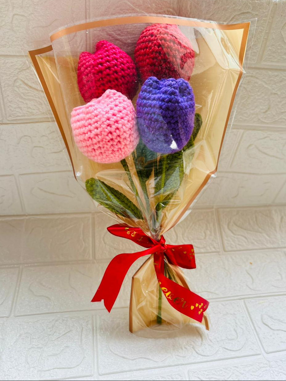 Handmade Tulip Crochet Bouquet