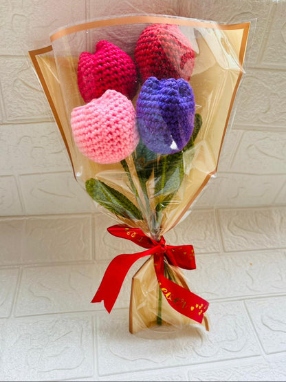 Handmade Tulip Crochet Bouquet