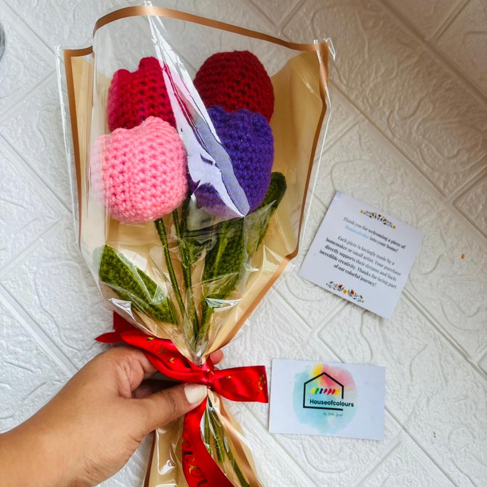 Handmade Tulip Crochet Bouquet
