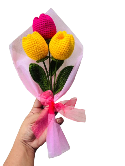 Crochet Tulip Bouquet | 3 Flower bouquet