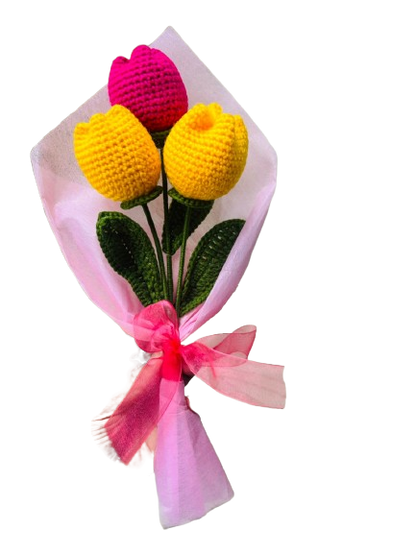Crochet Tulip Bouquet | 3 Flower bouquet
