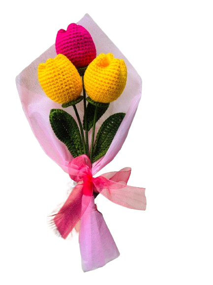 Crochet Tulip Bouquet | 3 Flower bouquet