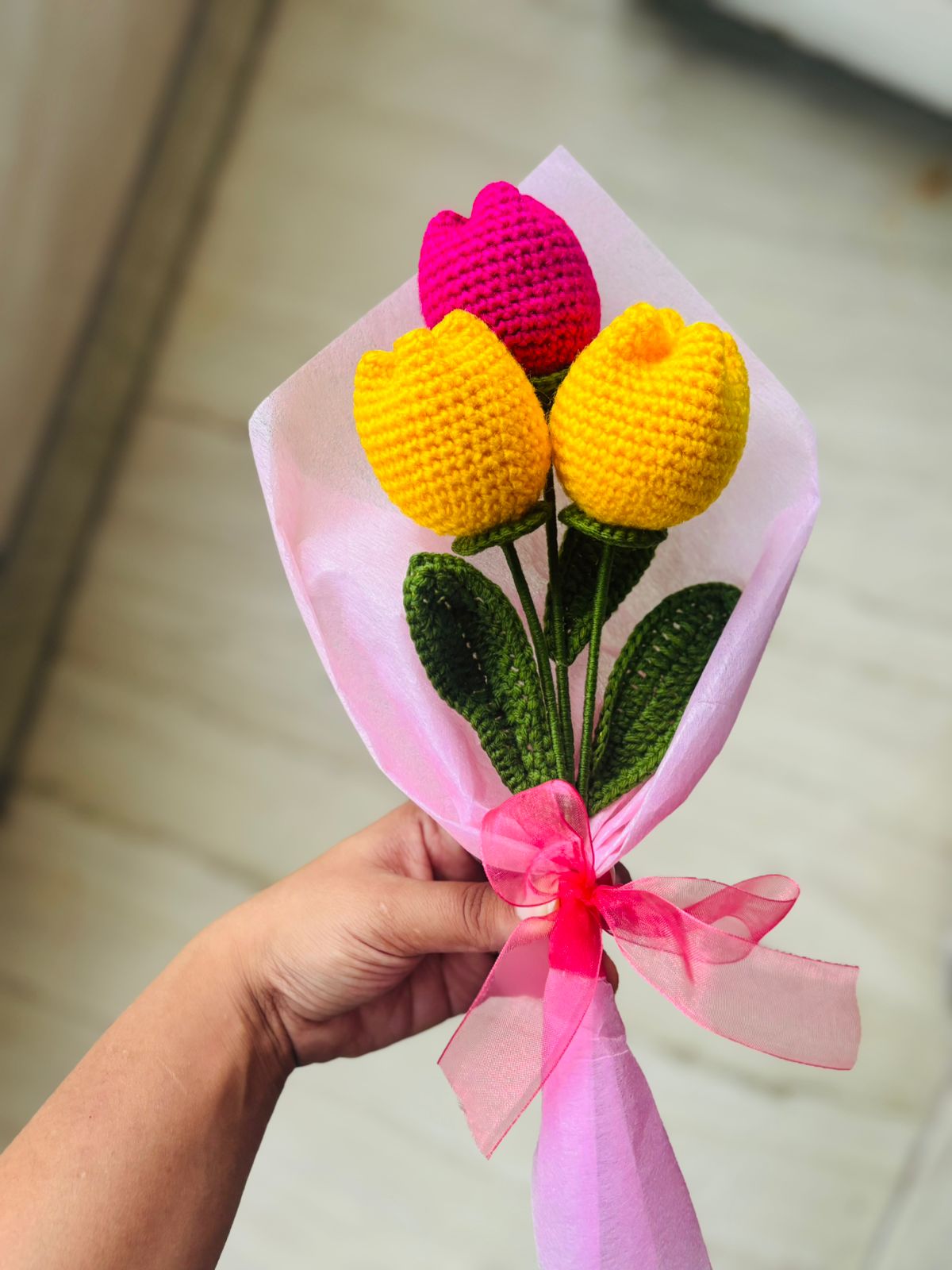 Crochet Tulip Bouquet | 3 Flower bouquet